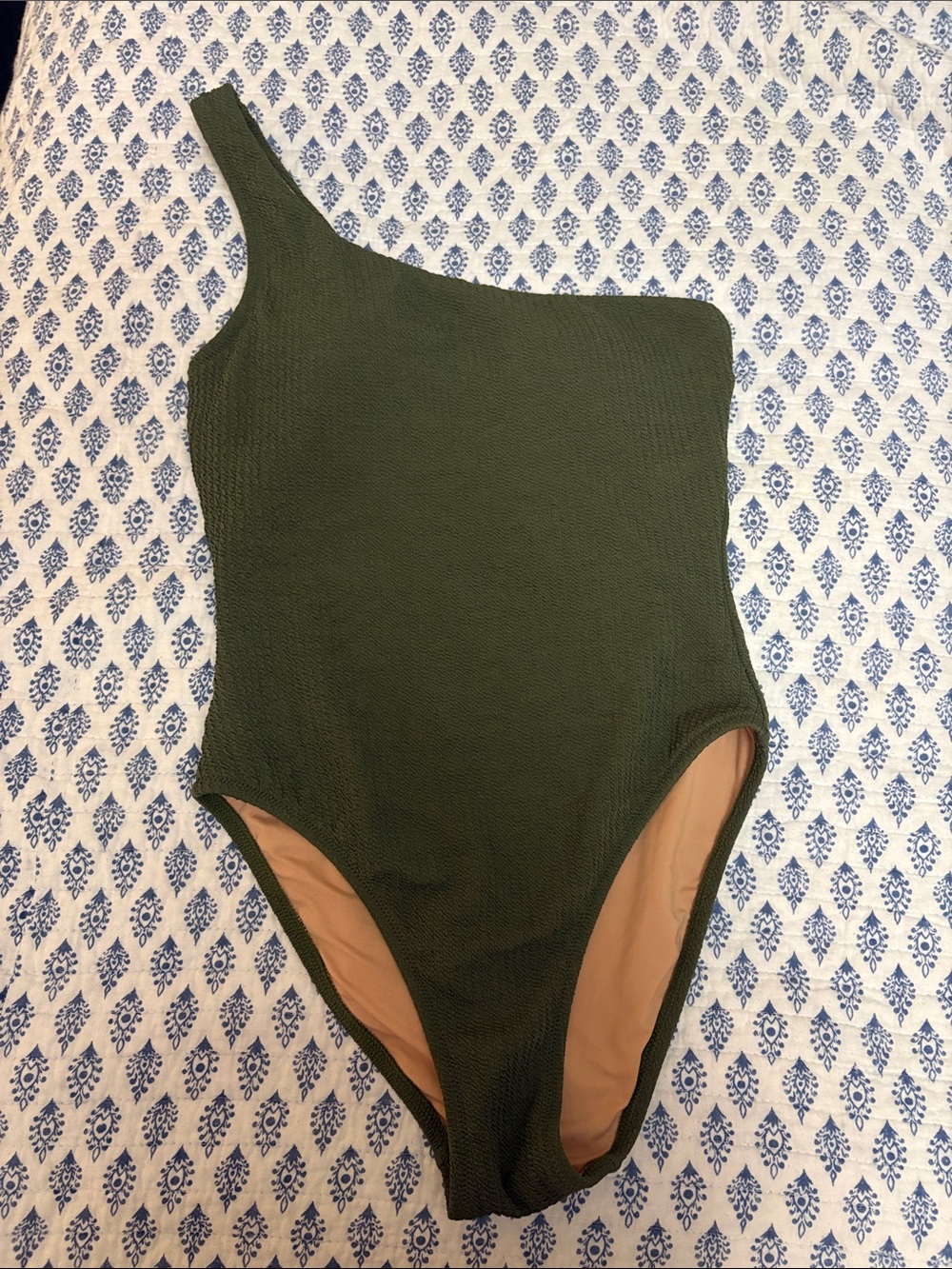 J. Crew textured one-shoulder one piece swimsuit size 6